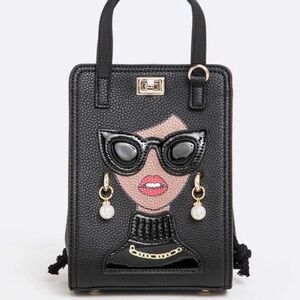 Lady in Glasses Chic Convertible Black Handbag Hailey Brook Design